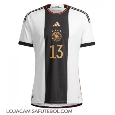 Camisa de Futebol Alemanha Thomas Muller #13 Equipamento Principal Mundo 2022 Manga Curta